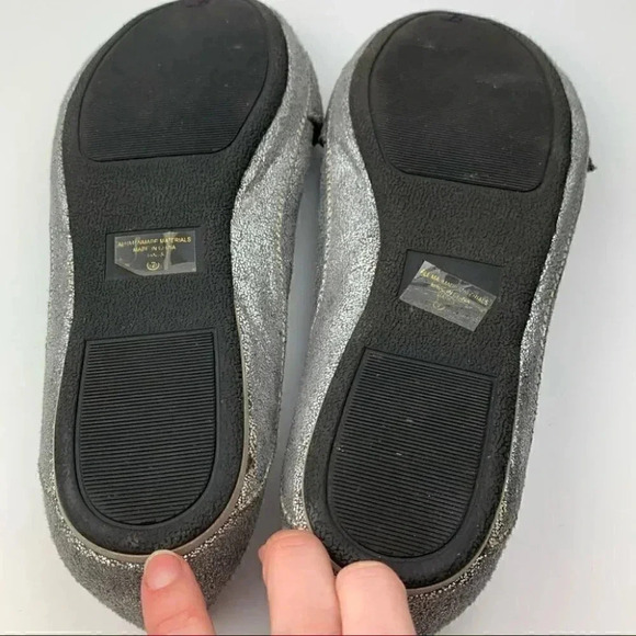 Soda womens flats 7 crackled Silver buckle loafers - Picture 8 of 13